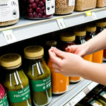**Prompt 1: Individual Conscious Choice**
    A close-up shot of a young adult's hands thoughtfully selecting an eco-friendly product, such as local produce or a refillable item, at a modern market or bulk store. The scene should convey a sense of personal agency and the quiet satisfaction of making a sustainable choice in daily life. Soft, natural lighting.