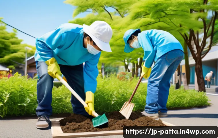 기후 위기 해결을 위한 공동체 이니셔티브 - A vibrant community weekend eco-activity scene in a modern Japanese town, showing diverse local resi...