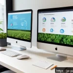 기후 변화 대응을 위한 여론 조사 방법 - A modern digital workspace showing diverse young Japanese adults participating in an online climate ...