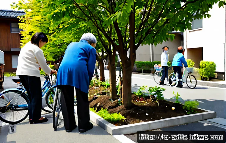 기후 변화와 시민 참여의 실효성 - Photorealistic community climate action scene in a Japanese urban neighborhood, diverse adult reside...